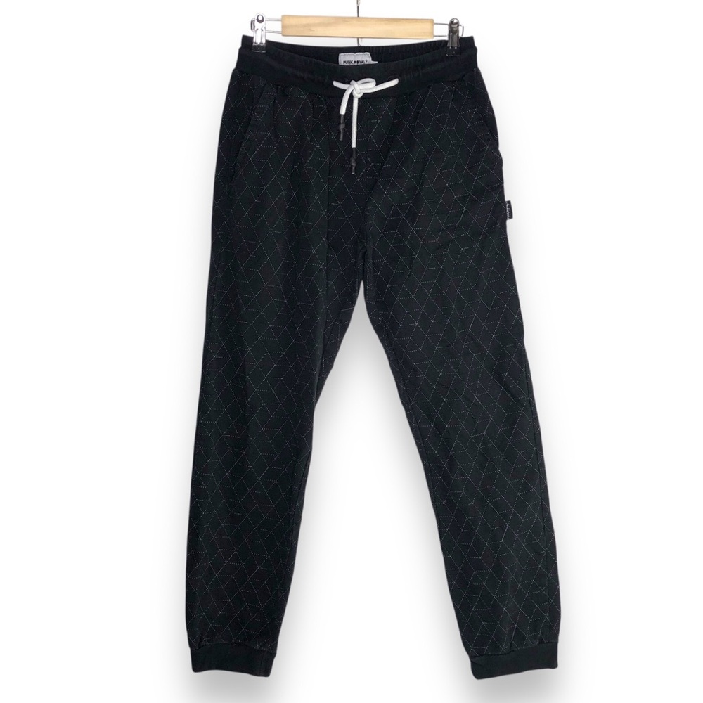 Punk Royal Kids Youth Sz XL Black Sweatpants White Argyle Joggers School Travel